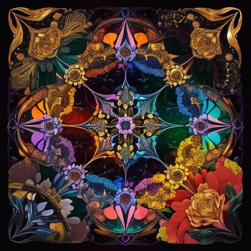 Bejeweled Secret Flower Garden: Surreal Expressionist Art