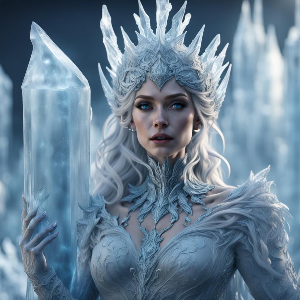 Detailed Ice Queen Sculpture in Fantasy Concept Art