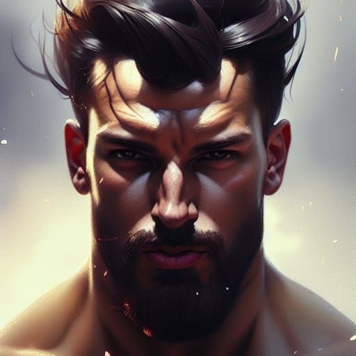 Hyperdetailed Portrait of a Handsome Muscular Man