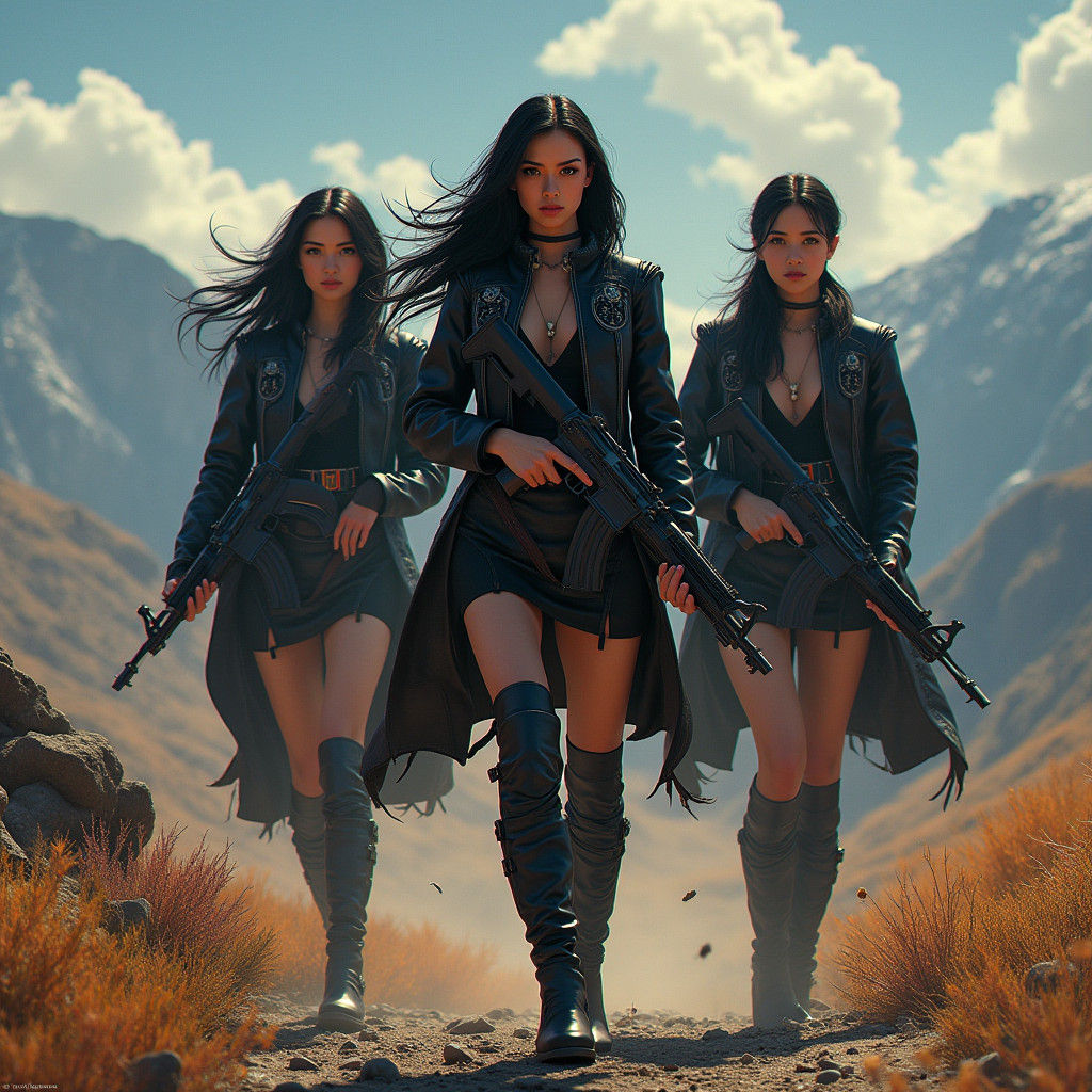 Afghan Women Warriors in Leather, Digital Art