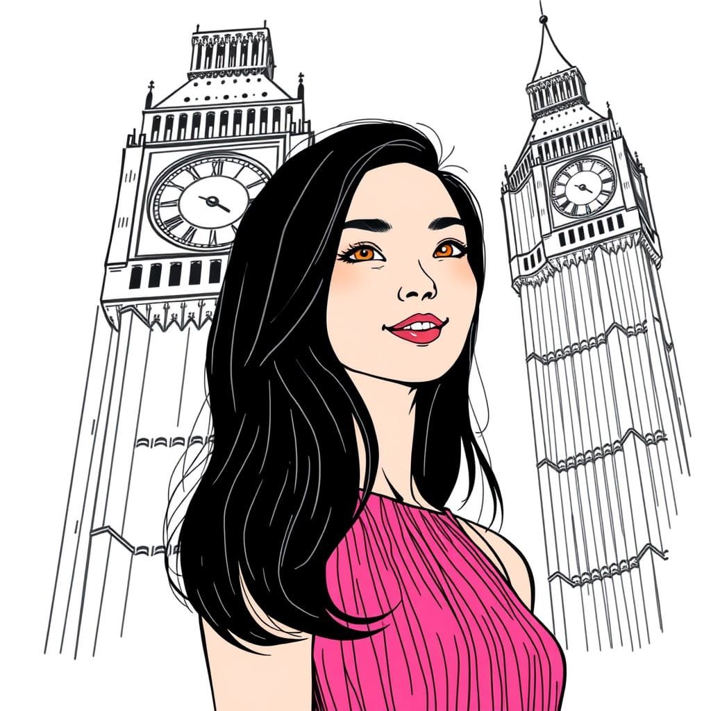 Woman in Pink Dress Underneath Big Ben