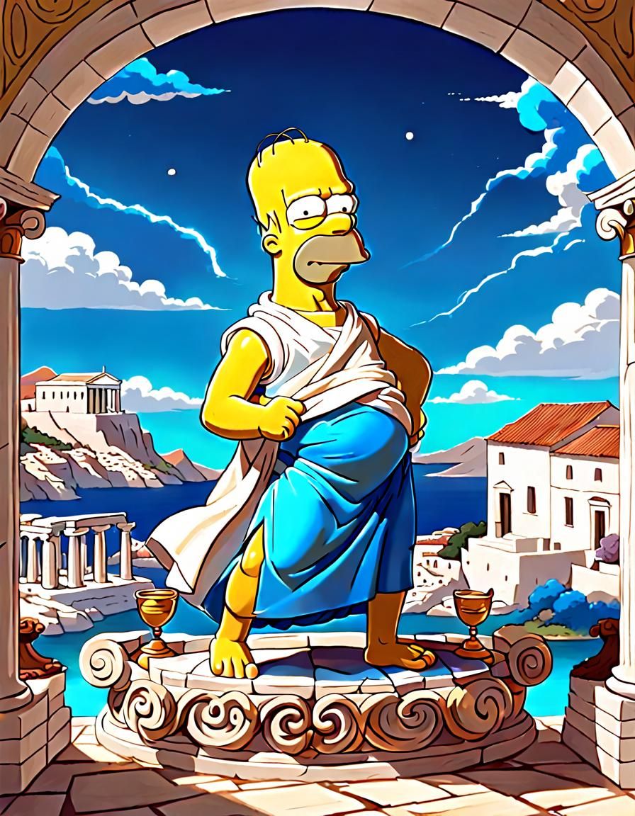 Homer Simpson as Greek God Adonis