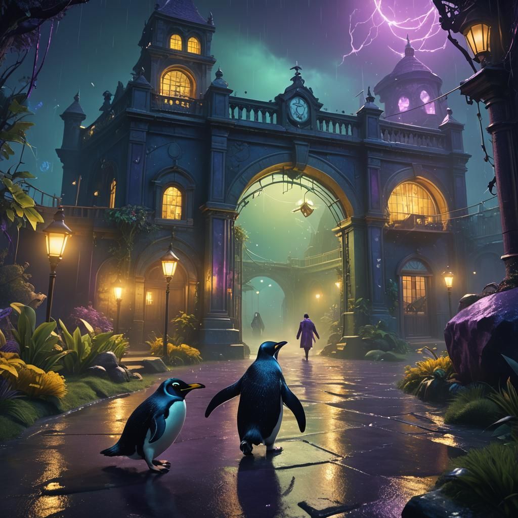 Zookeeper's Surreal Night Chase: Fantasy Concept Art