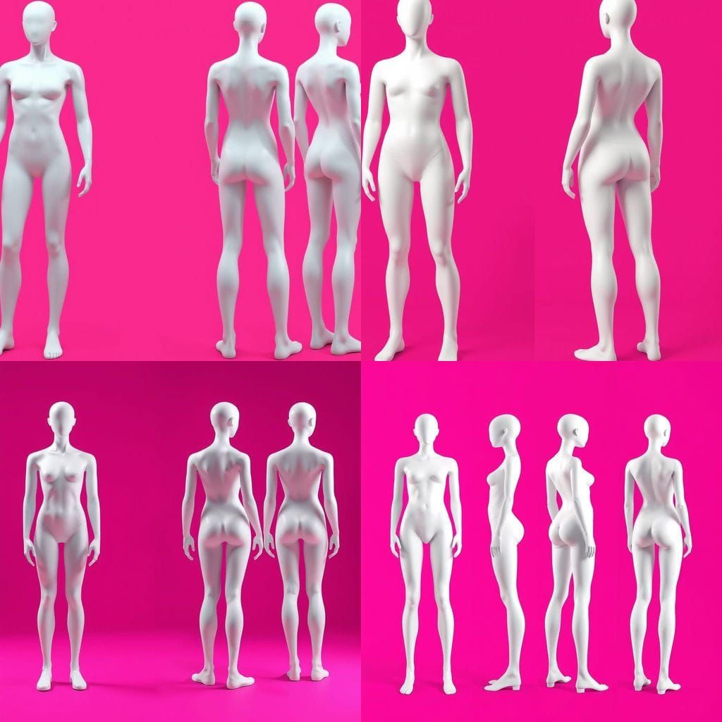 Androgynous Mannequin Reference Sheet in White