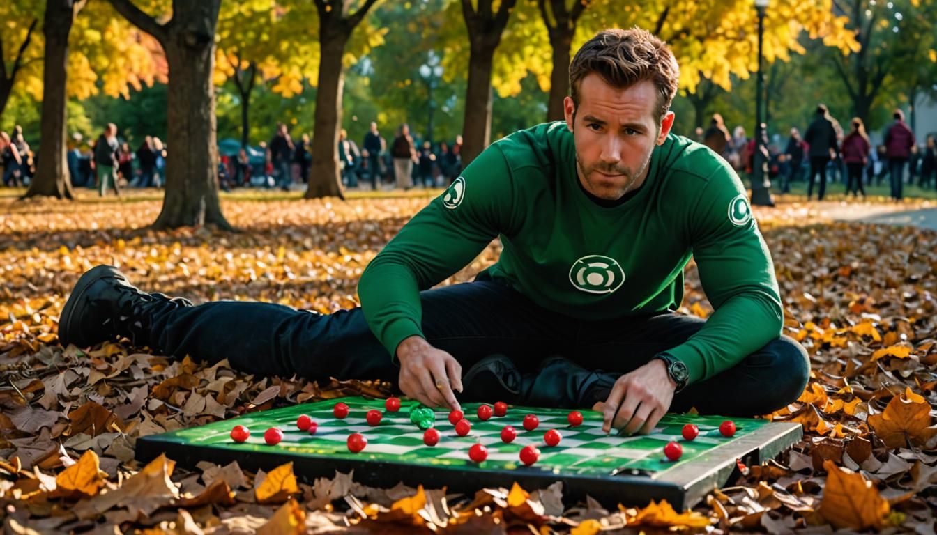 The Green Lantern Playing Checkers with Dead Pool in a city ...