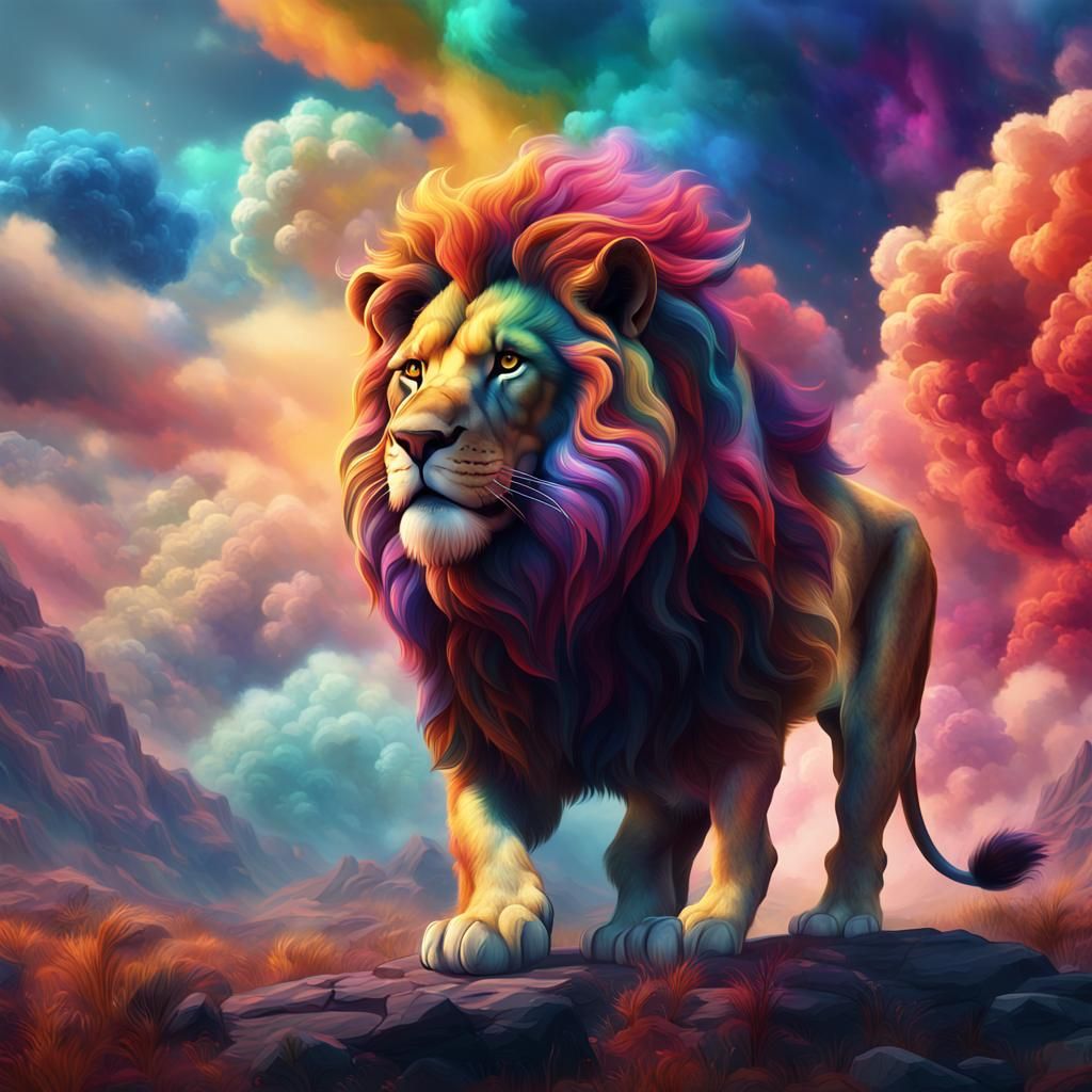 Colorful Cloud Lion Fantasy Art