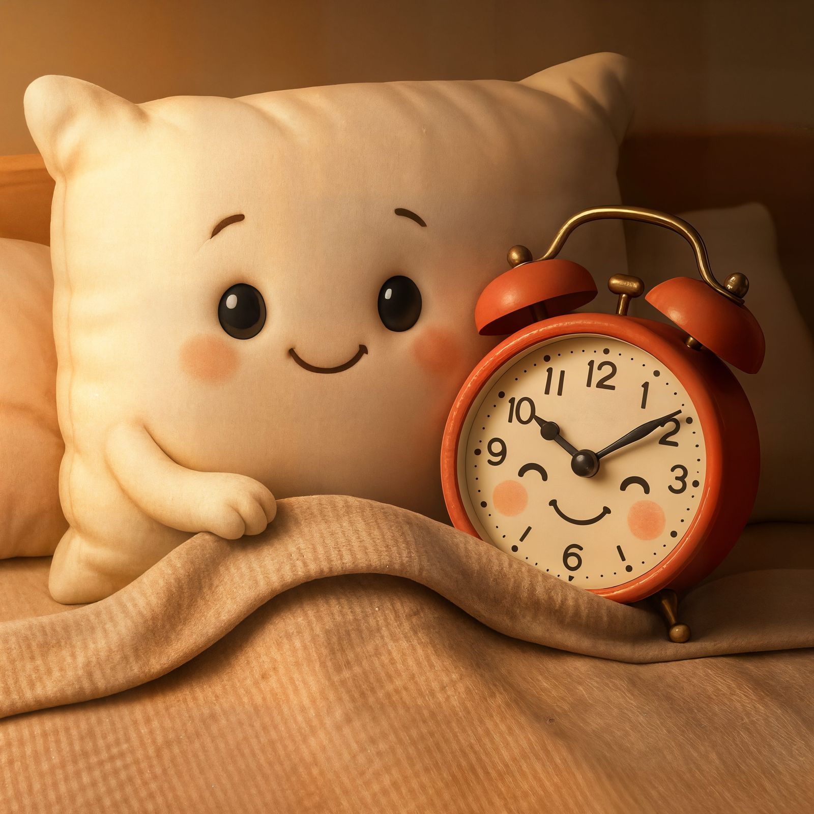 Adorable Cartoon Pillow Tucks In Alarm Clock