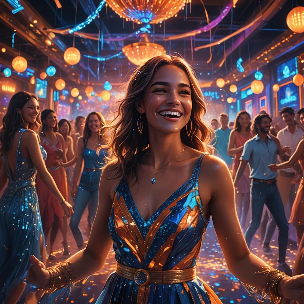 Radiant Woman on Dance Floor, Fantasy Concept Art