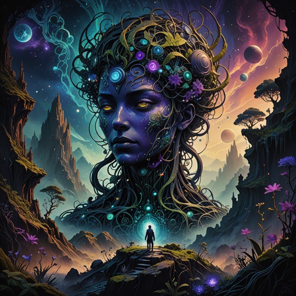 Shadows Transcend to Cosmic Entities in Starry Expanse