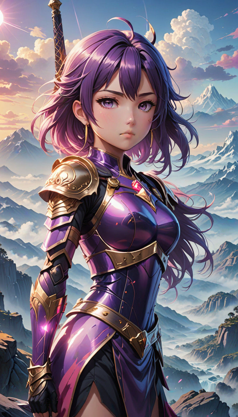 Epic Warrior in Cel-Shaded Manga Style