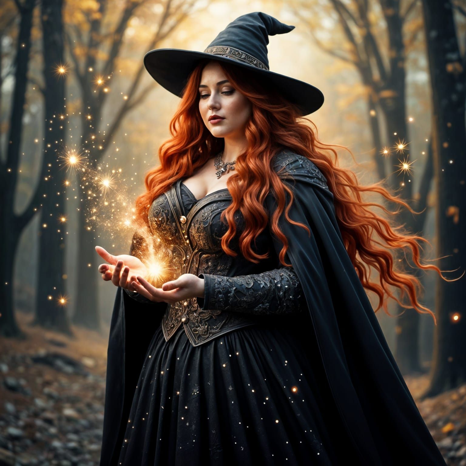 Ethereal Witch Unveiled in Cinematic Darkness