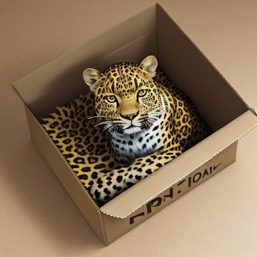 Leopard in a cardboard box