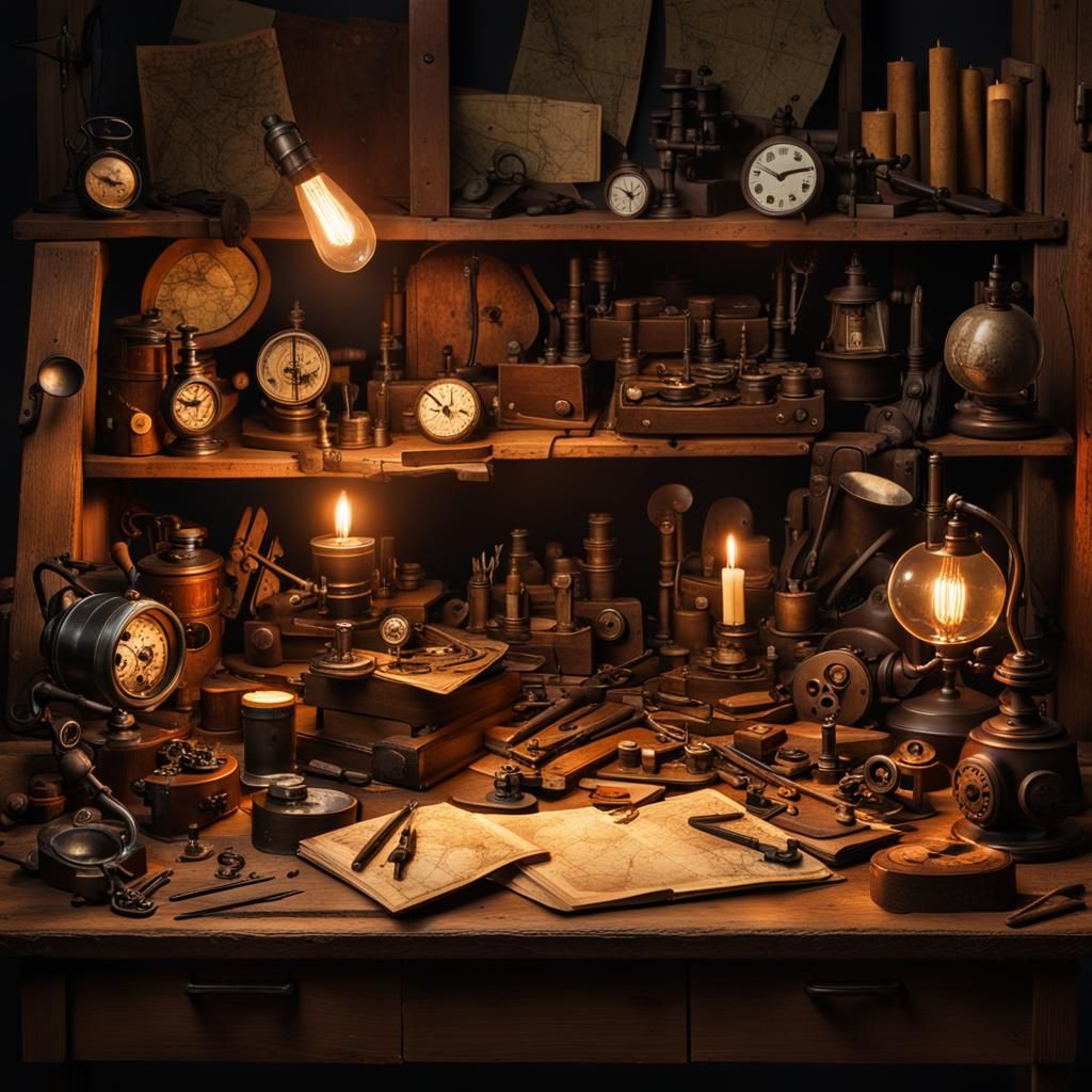 Explorer's Workshop with Maps, Tools and Books