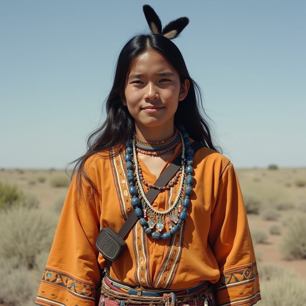 Androgynous Navajo Teen in Traditional Dress