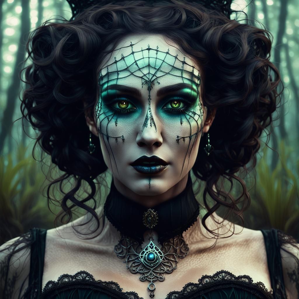 Cajun Bayou Witch Summoning Ghosts in Louisiana Swamp