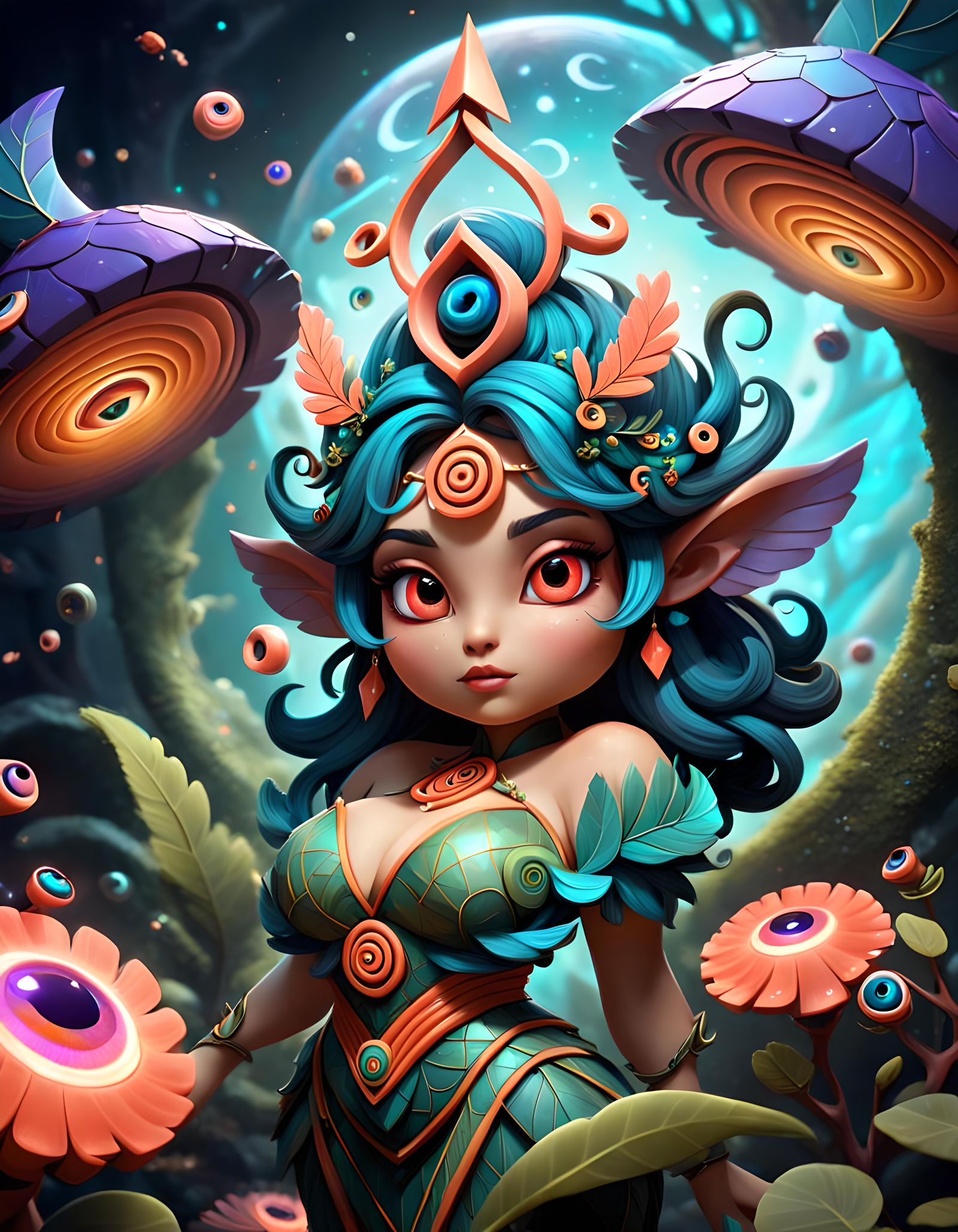 Curvy Faerie Being with Arrow Symbols in 3D