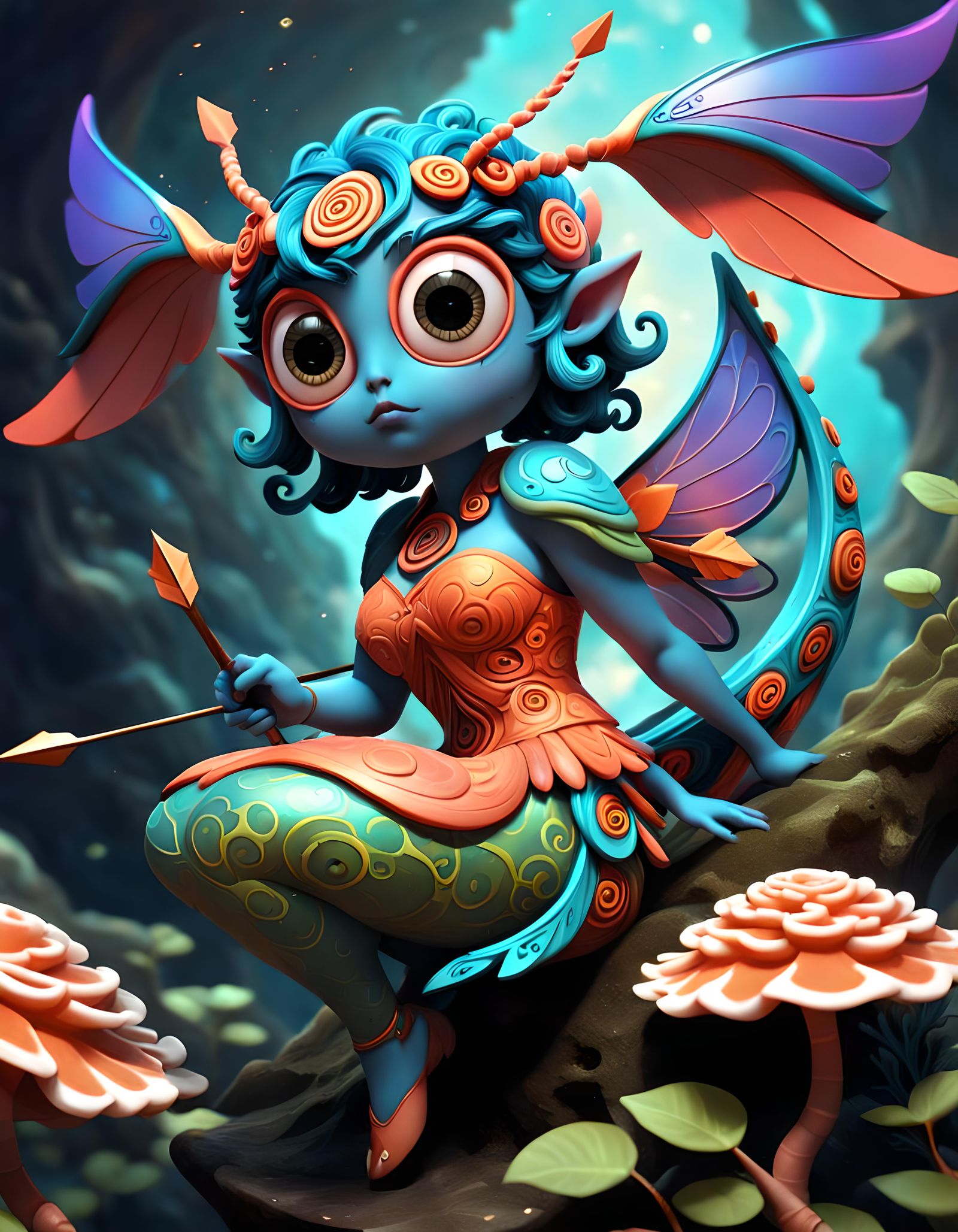 Whimsical Arrow Fairy in Goblincore Style