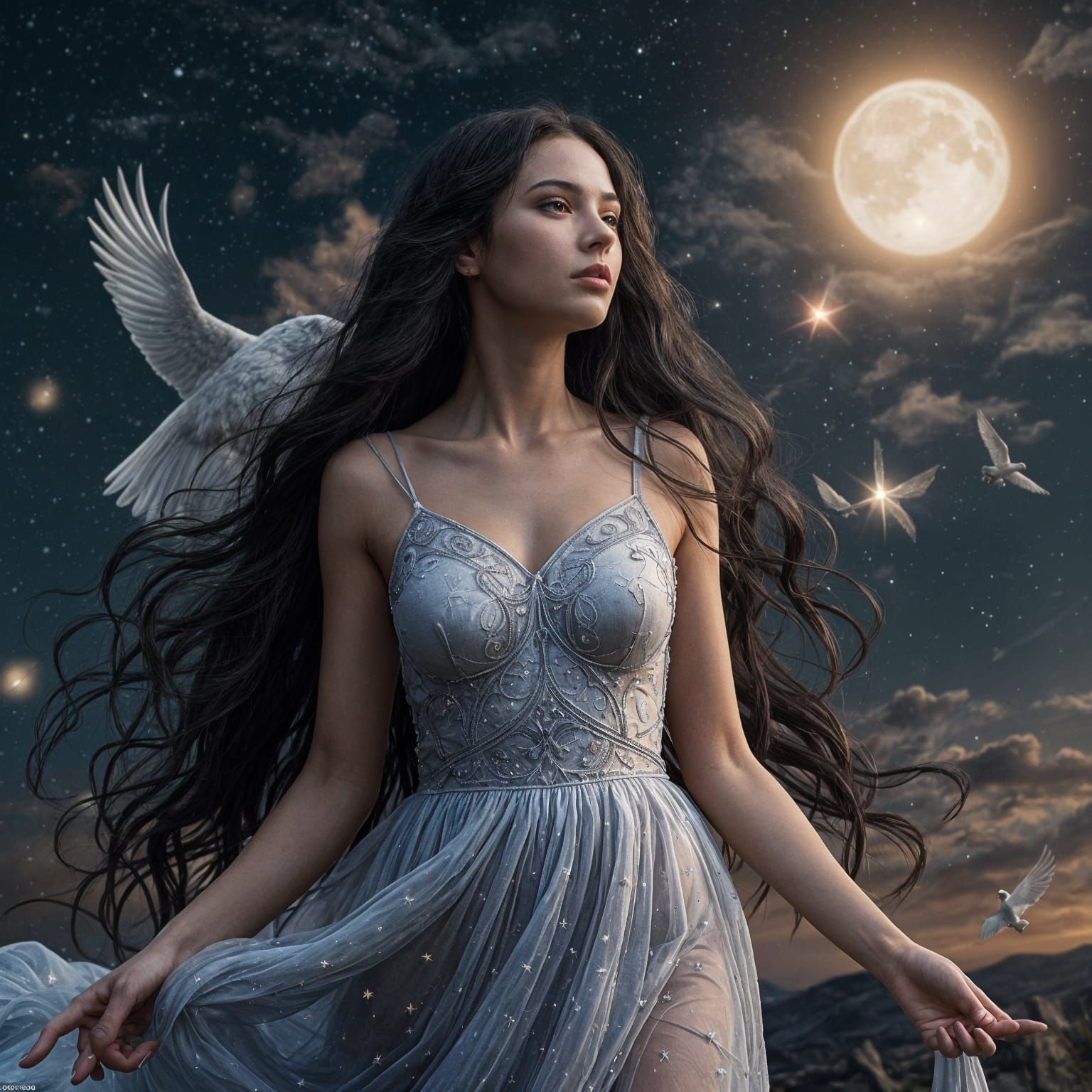 Ethereal Woman Reveals Starry Sky