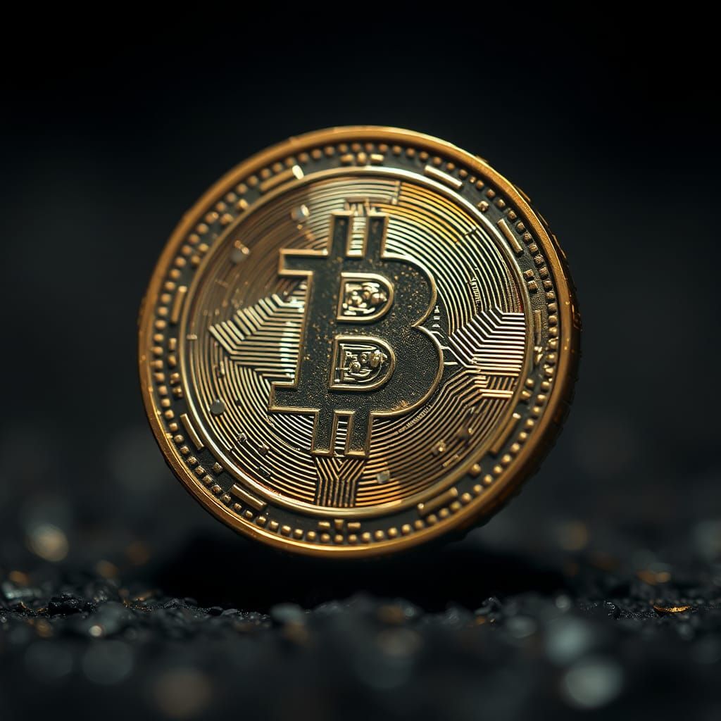 Hyperrealistic Spinning Coin in Dramatic Lighting