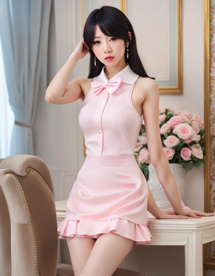 Korean Youth in Leather Bodysuit, Professional Photo