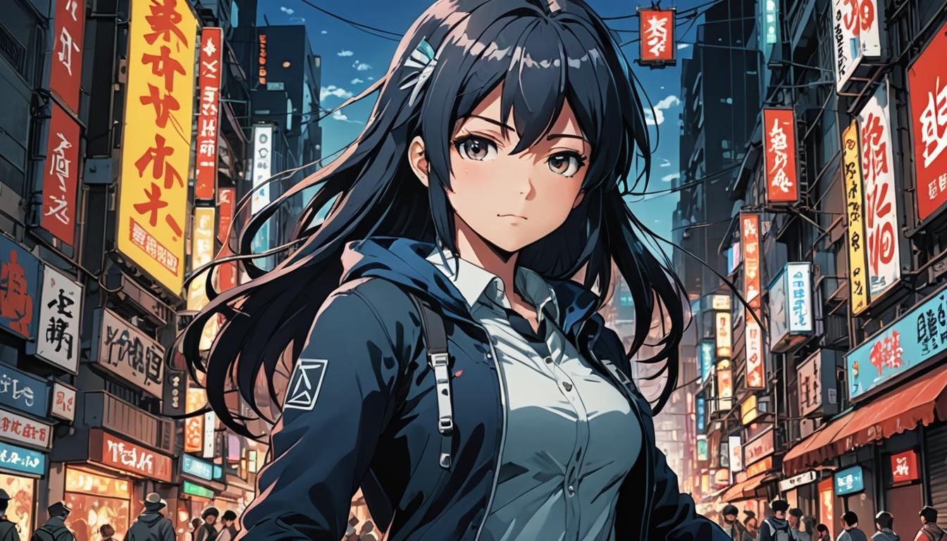 Anime Magazine Cover Art in Cel-Shaded Style