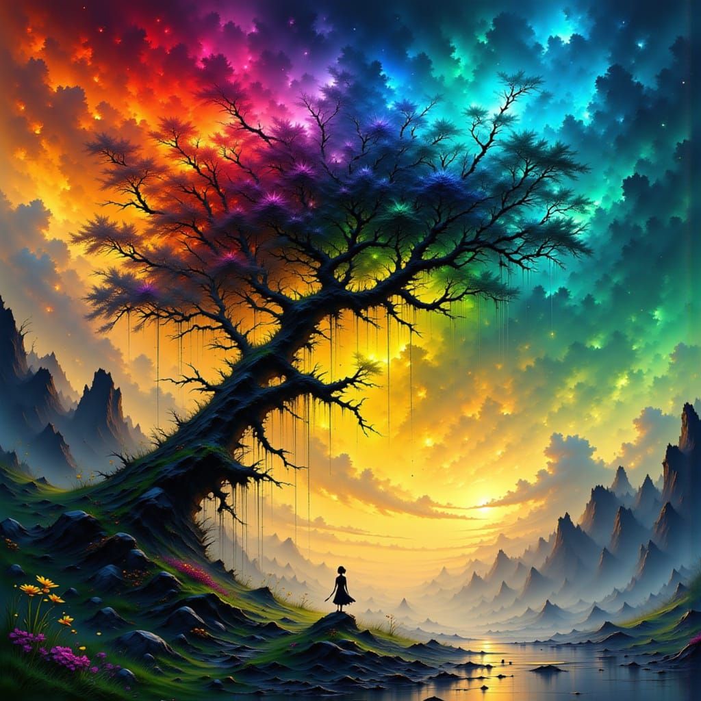 Time's Flow: Detailed Matte Painting in Deep Color