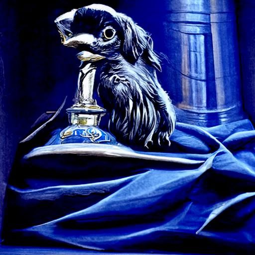 Art Deco Oil Painting of a Ravenclaw Pet