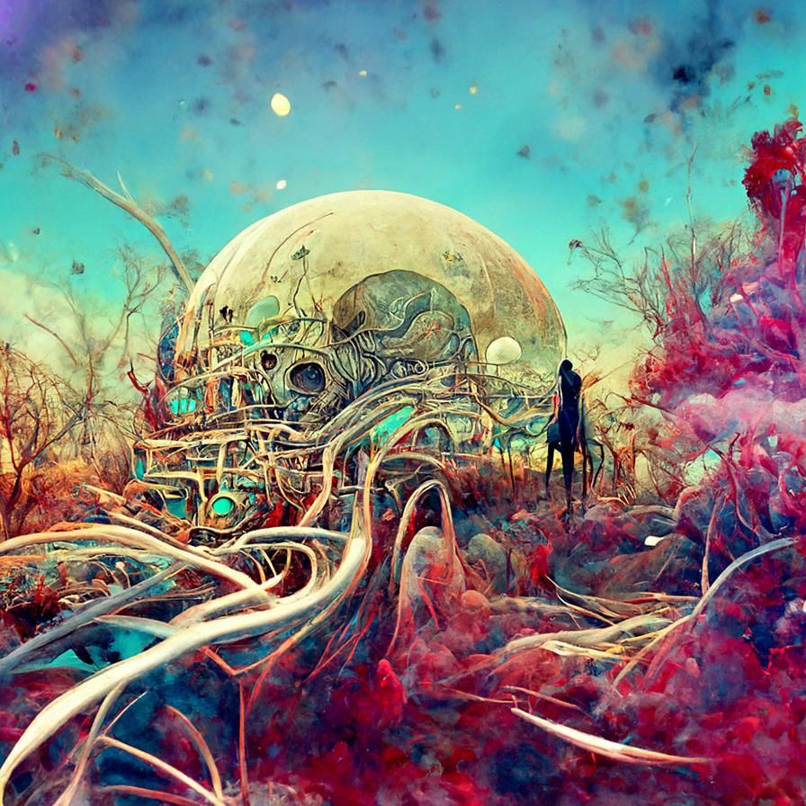 Psychedelic Extraterrestrial Sci-Fi Landscape in Retro Style
