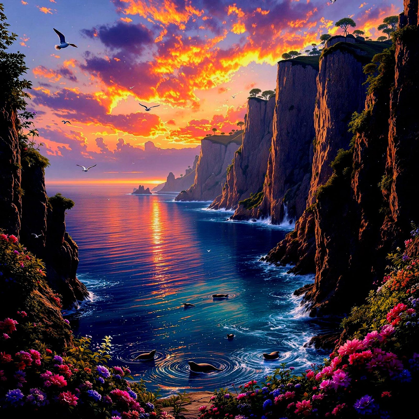 Vibrant Spring Seascape Panorama in Hyperrealistic Detail