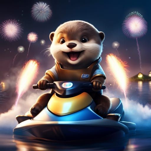 Otter Having Fun on a Jet Ski