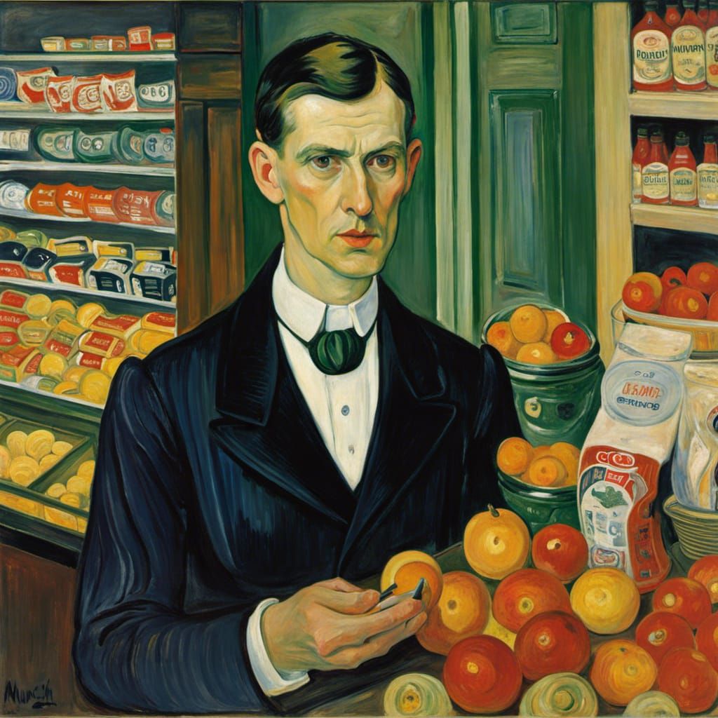 Check-Out Operator as Edvard Munch Painting