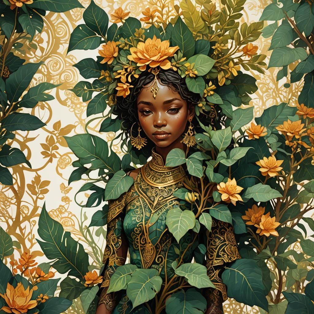 Kalanchoe Plant in Elaborate African Batik Style