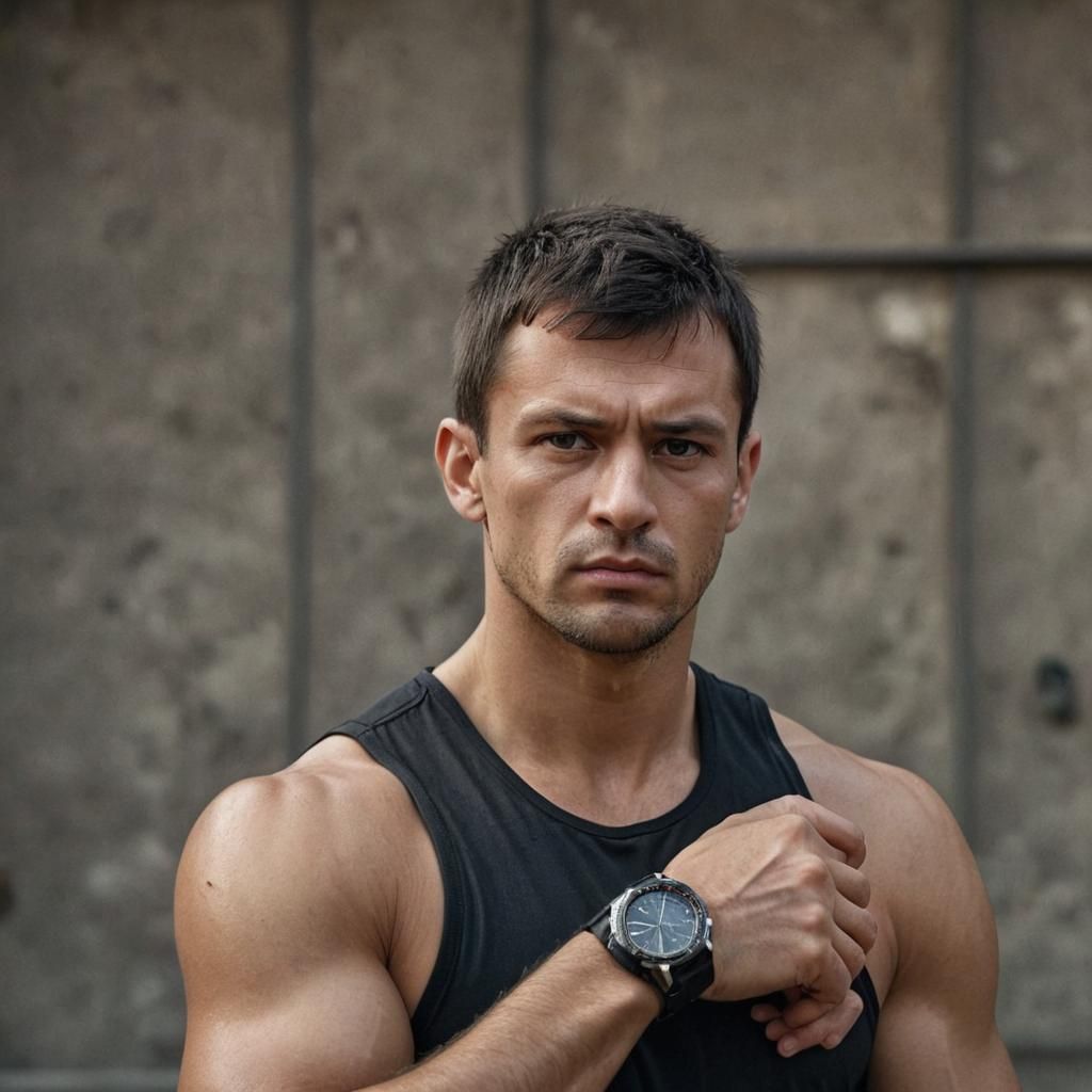 Photorealistic Portrait of a Slavic Man in Tank Top