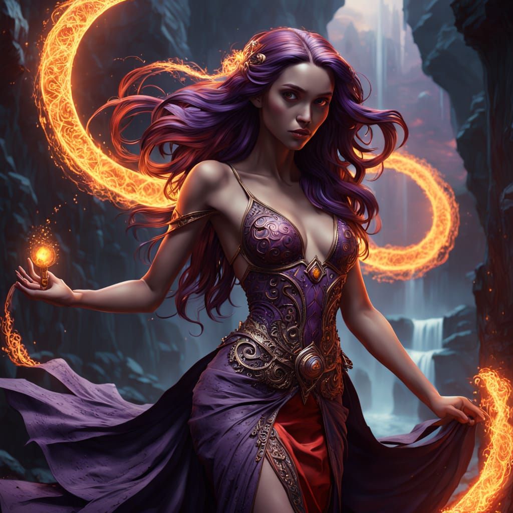 Ethereal Fire Fairy in Majestic Dark Realm