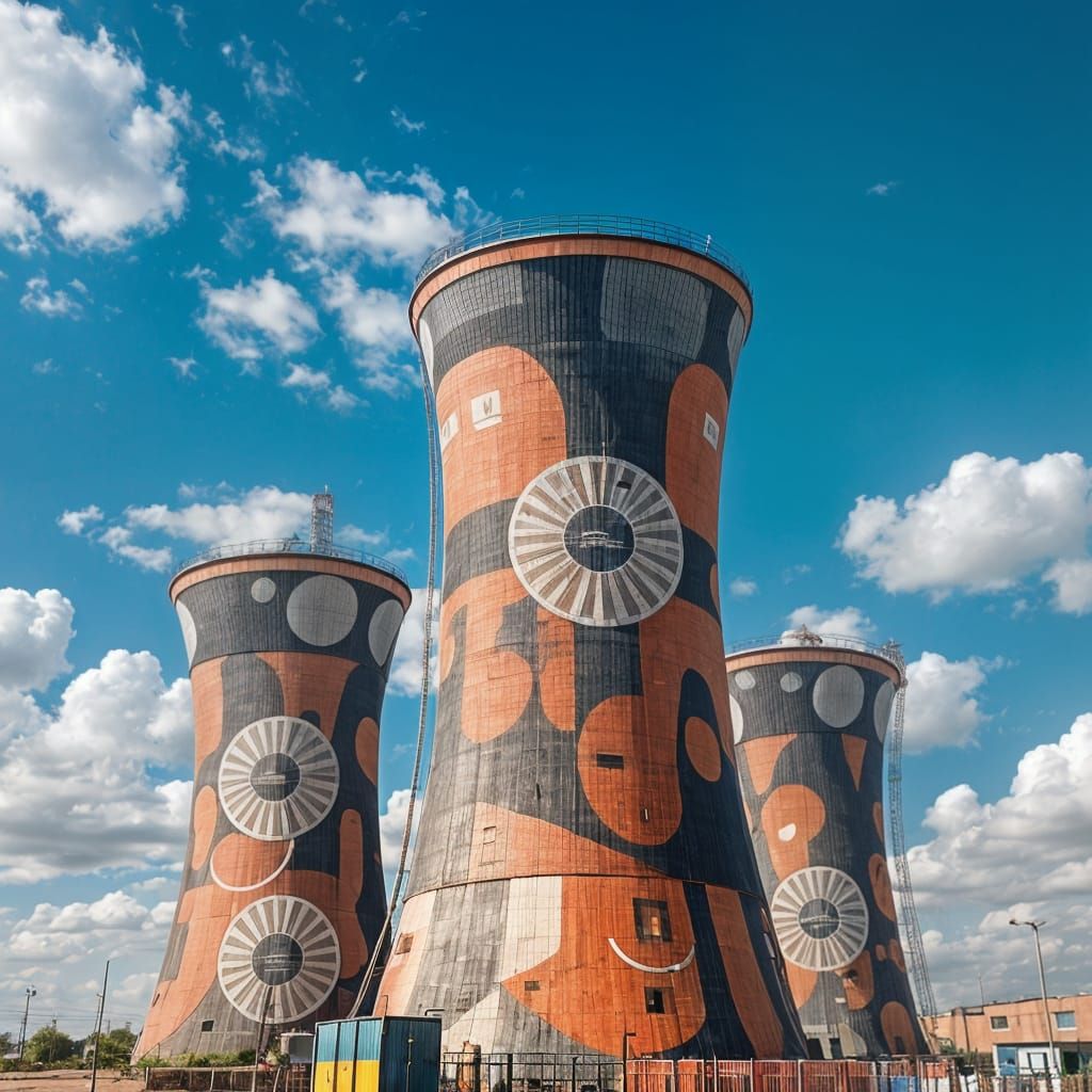 Cooling Towers in Urban Landscape