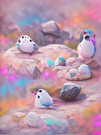 Glowing Pastel Rock Ptarmigans: Artstation HD Render