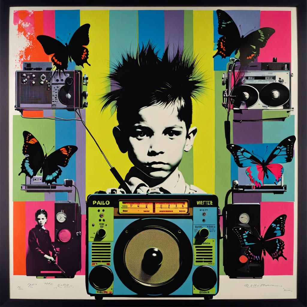 Punk Rock Child Portrait with Radio VU Meter