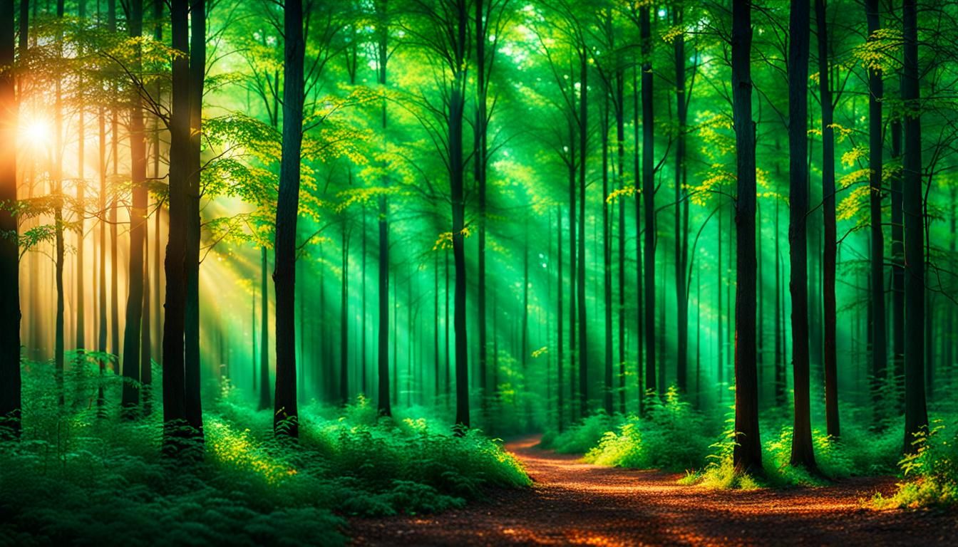 Emerald Forest Sunset: A Pre-Raphaelite Photograph