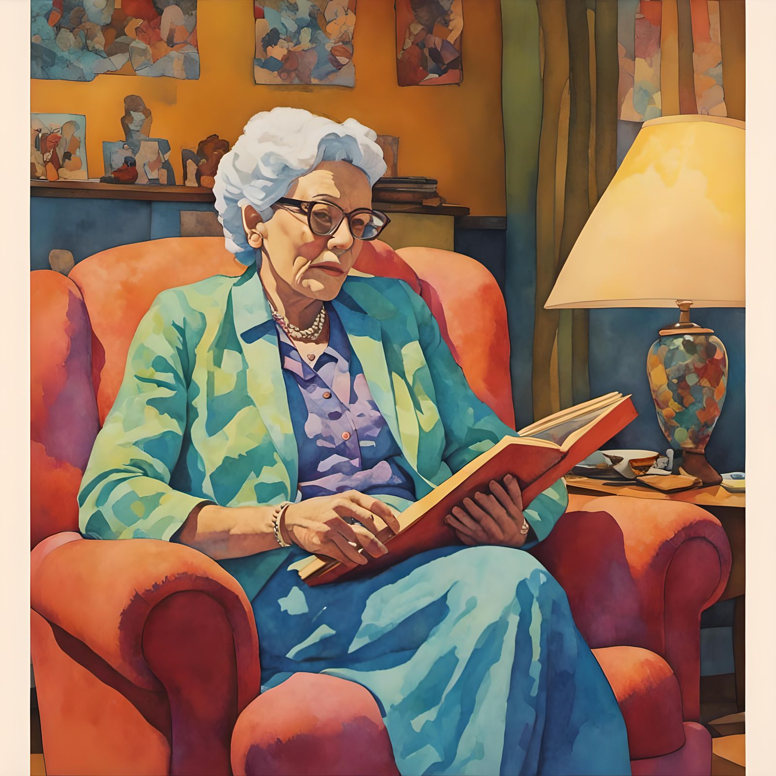 Colorful 3D Grandmother Portrait in 8K Resolution