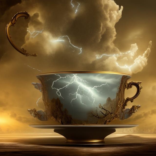 Dramatic Storm in a Teacup Digital Painting
