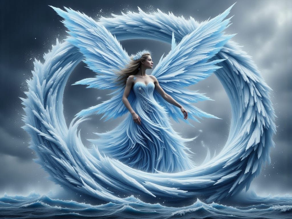 Enchanted Fairy in Swirling Ice Crystals
