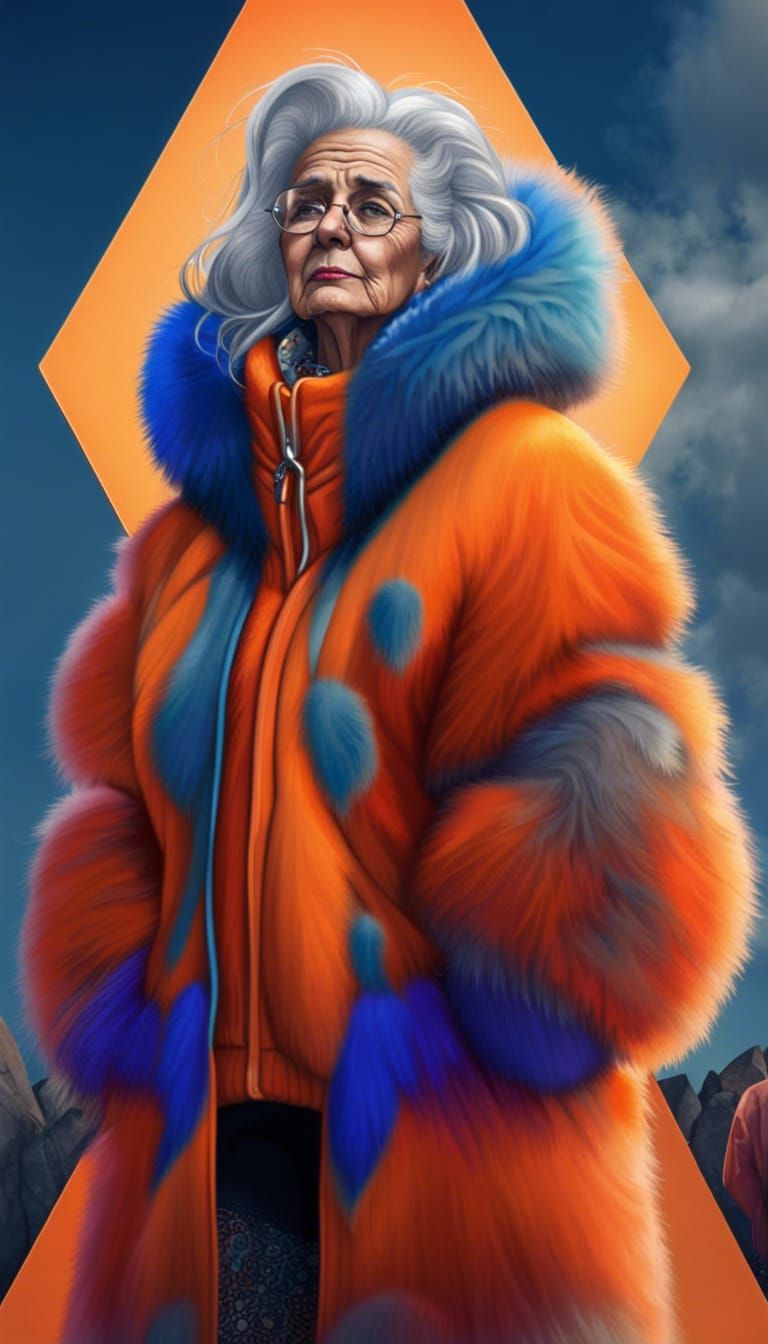 Sad Woman in Fur Coat at Disco Festival