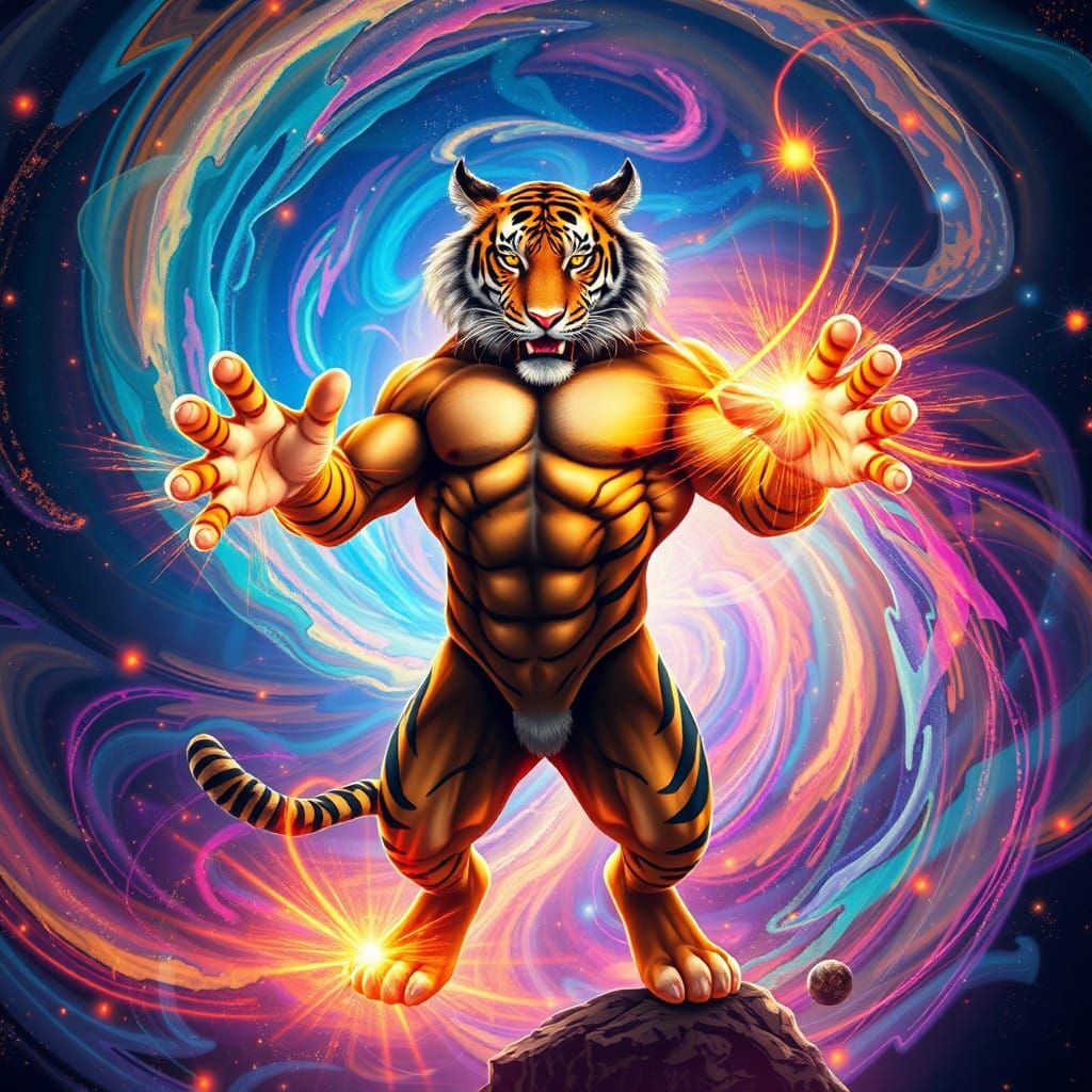 Cybernetic Tiger Unleashes Cosmic Energy