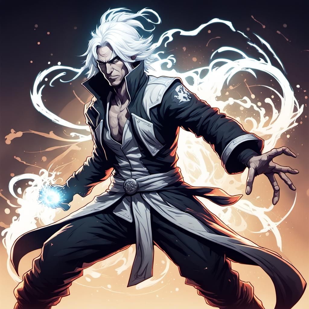 White Phosphorus Sorcerer in Fighting Game Art Style