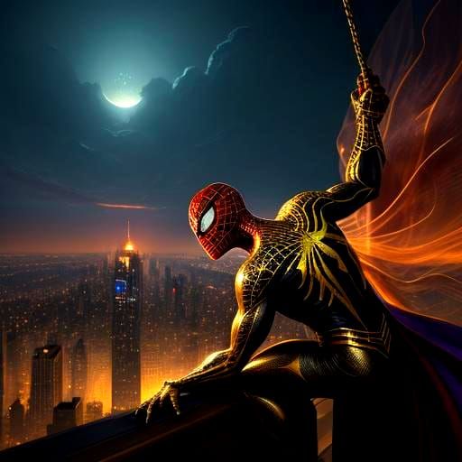 Gold Spiderman Detailed Matte Painting