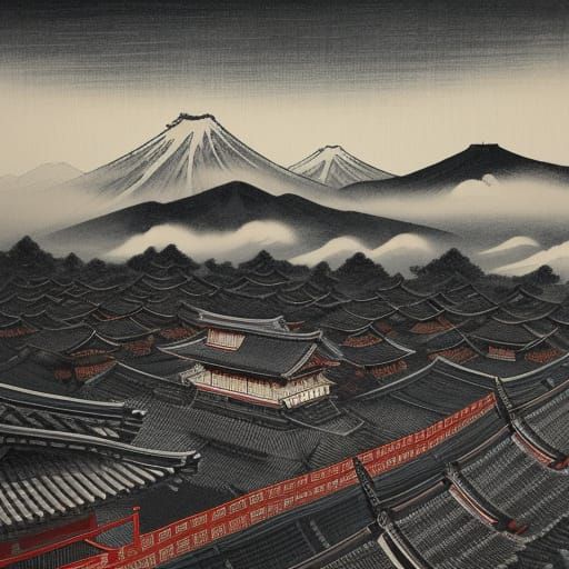 Ukiyo-e Samurai Battle of Sekigahara Woodblock Print