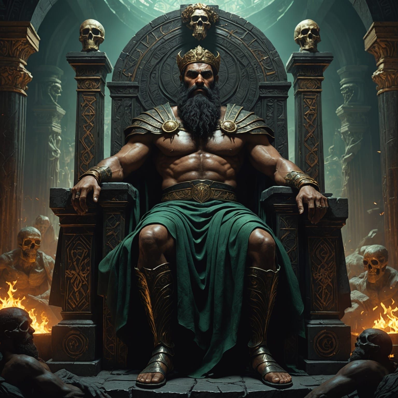 Epic Greek God of Underworld on Throne