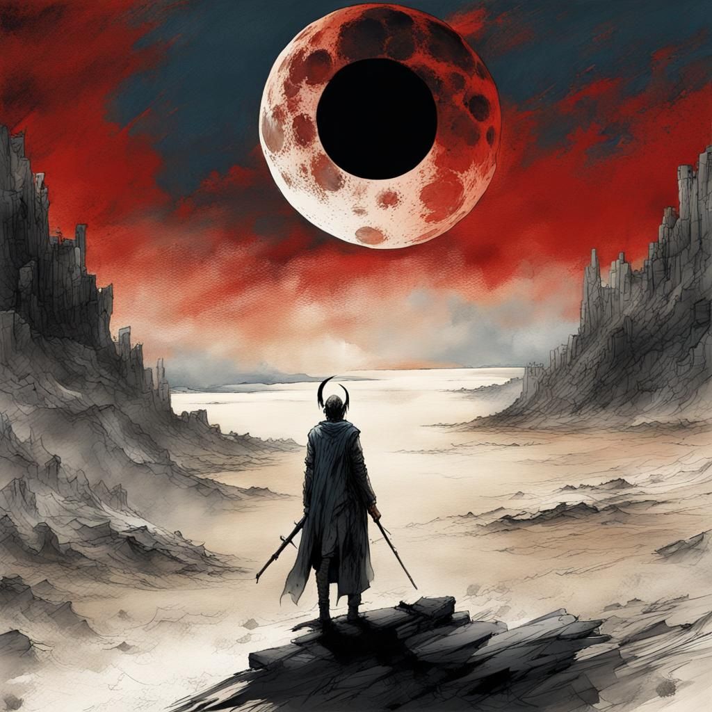 Lunar Eclipse: Detailed Matte Painting in Deep Color