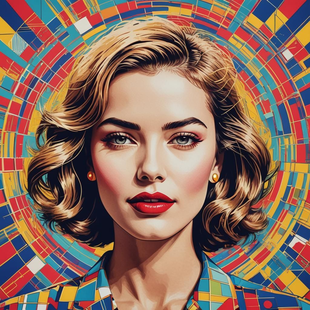 Pop Art Portrait of a Happy Woman