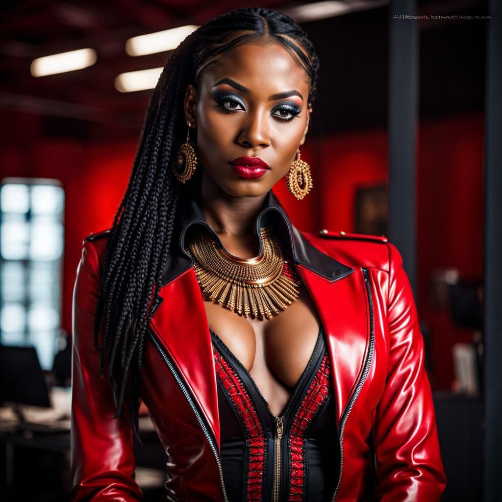 Surinamese Beauty in Red Latex: Gothic Portrait